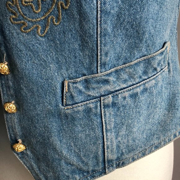 Vintage Mondi Denim Vest with Gold Embroidery - Picture 4 of 8